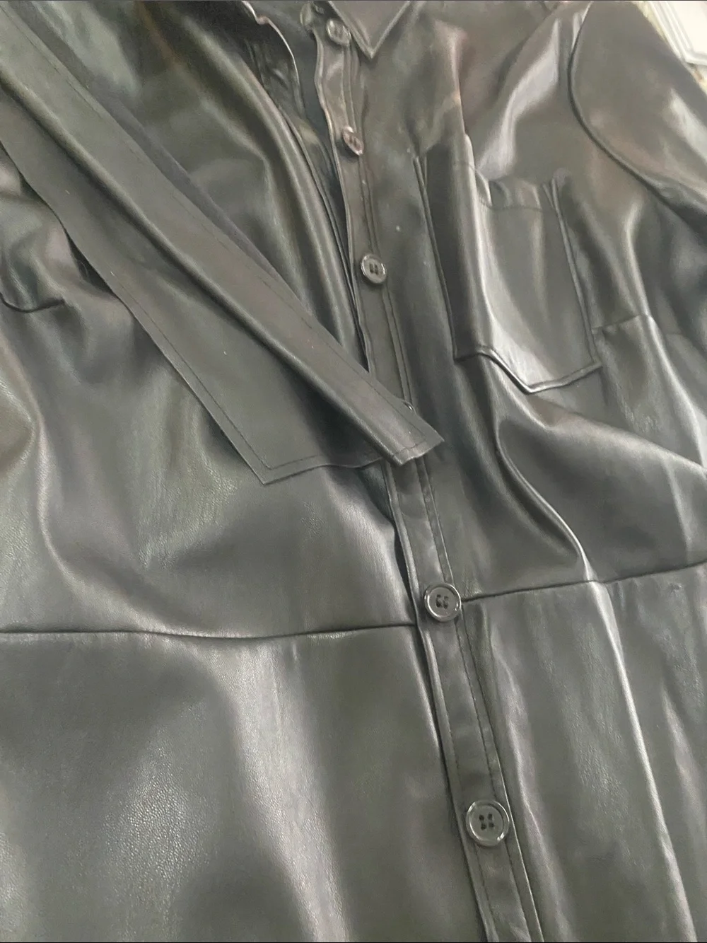 Eloquii Black Faux Leather Button-Front Midi Dress